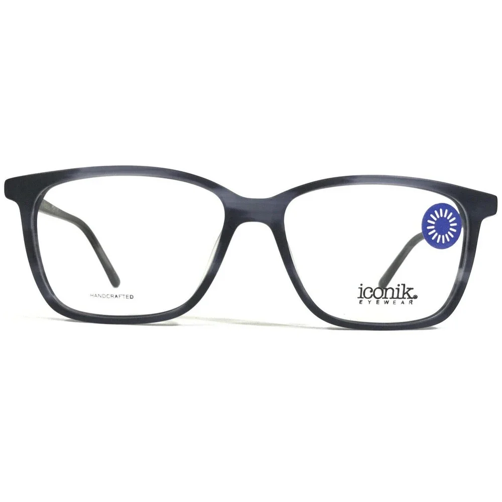 Iconik Eyeglasses Frames Mish C01 Black Blue Horn Square Horn Rim 53-15-140